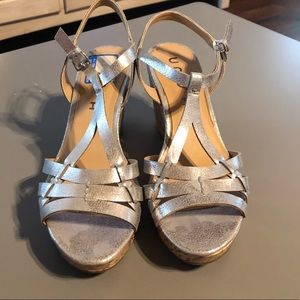 Silver sandal wedges